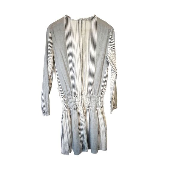 Splendid Blue White Striped Cotton Lined Long Sleeve Smocked Waist Dress Small‎ - Picture 3 of 5